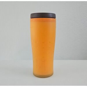 Vtg Tupperware Commuter Insulated Mug 16 Oz. Orange Peel & Chocolate Tumbler